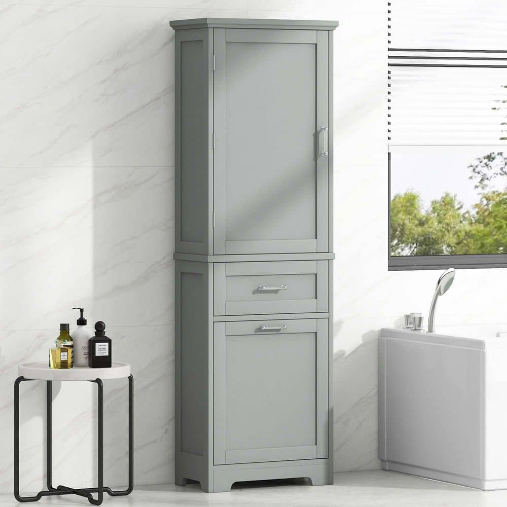 Xujmk 20 In. W X 13 In. D X 68 In. H Gray Linen Cabinet, Tall Bathroom ... within Maximizing Space with Freestanding Linen Cabinets