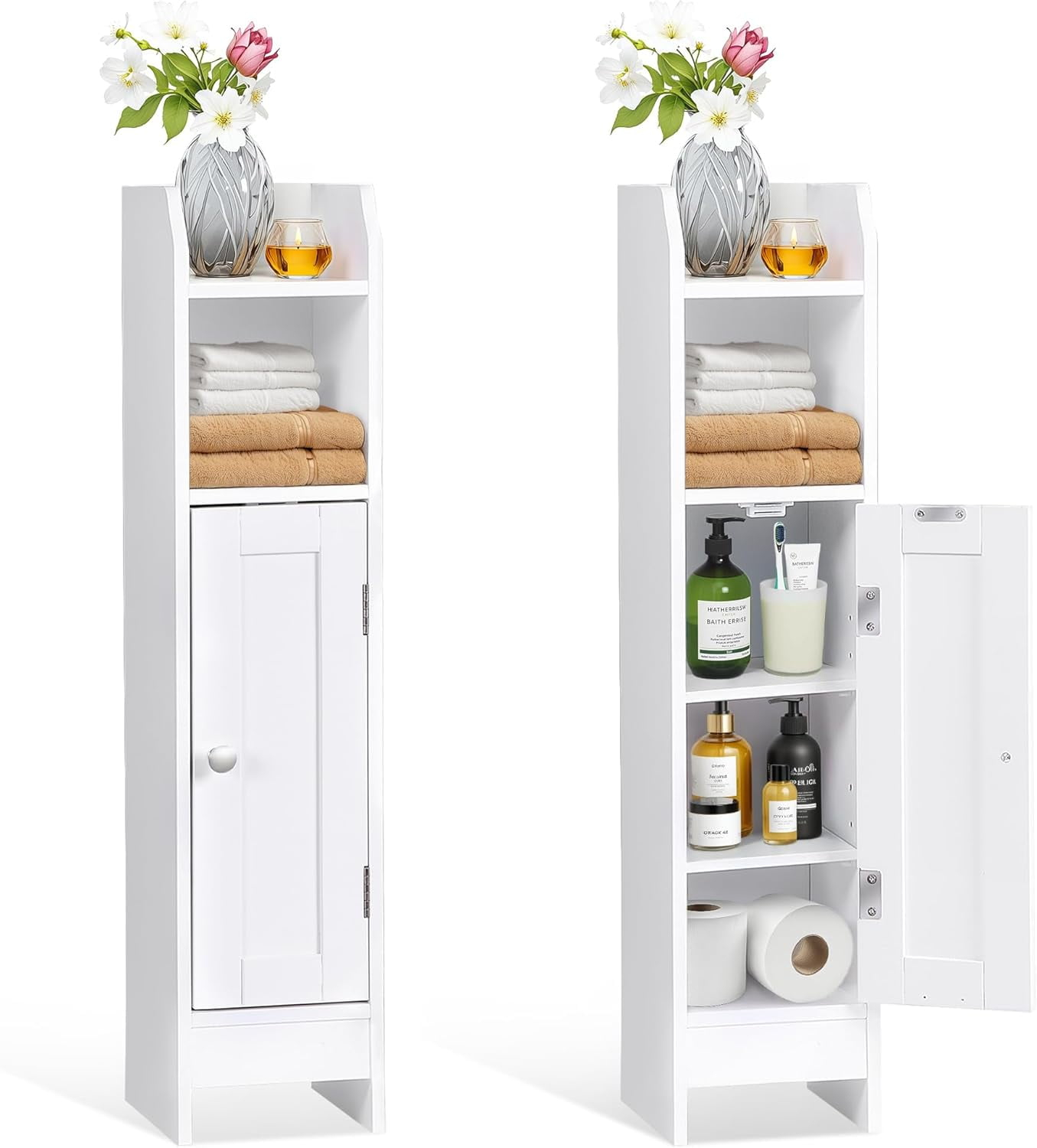 Yang2 Slim Bathroom Storage Cabinet Set Of 2, Narrow Bathroom Cabinet ... pertaining to Bathroom Storage Cabinet, Compact Freestanding Linen Cabinet For Small Spaces, Elements