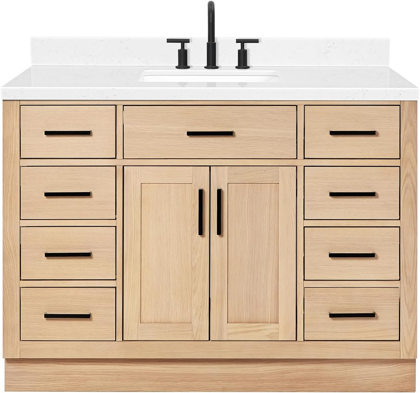 Amazon.com: Ariel 48'' Bathroom Vanity With Sink, American White Oak ... inside Victoria 24" Solid Wood Bath Vanity, Red Oak