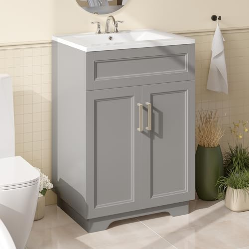 Amazon.com: Smhxo Bathroom Vanity With Ceramic Sink, Bathroom Vanity ... for Altura 24" Bathroom Vanity Cabinet, Gray