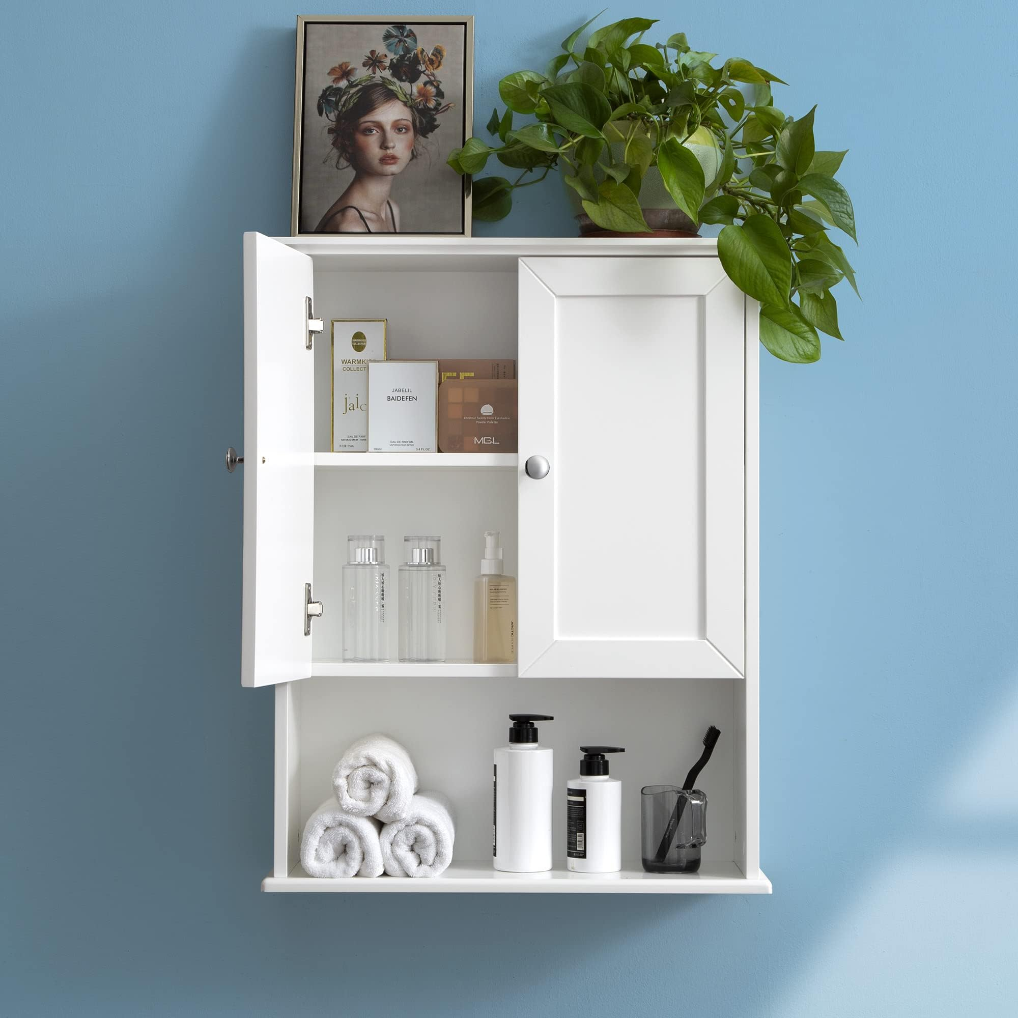 Amazon.com: Vanirror White Bathroom Wall Cabinet Over The Toilet ... with regard to How to maximize vertical space with white wall-mounted organizers