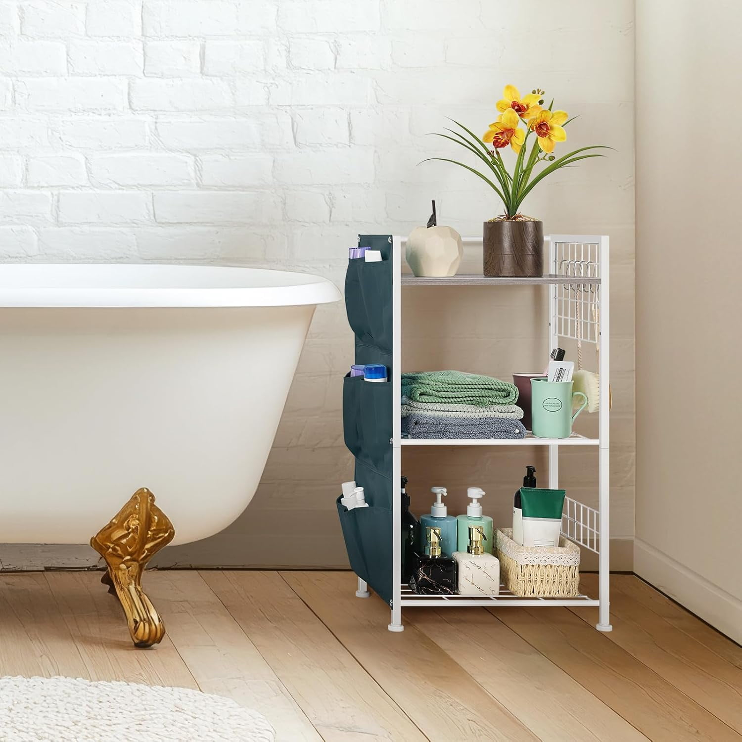 Bathroom Shelves Freestanding 3 Tier Ladder Shelf Rack Multifunctional ... regarding 3-Tier Bathroom Shelf, Small