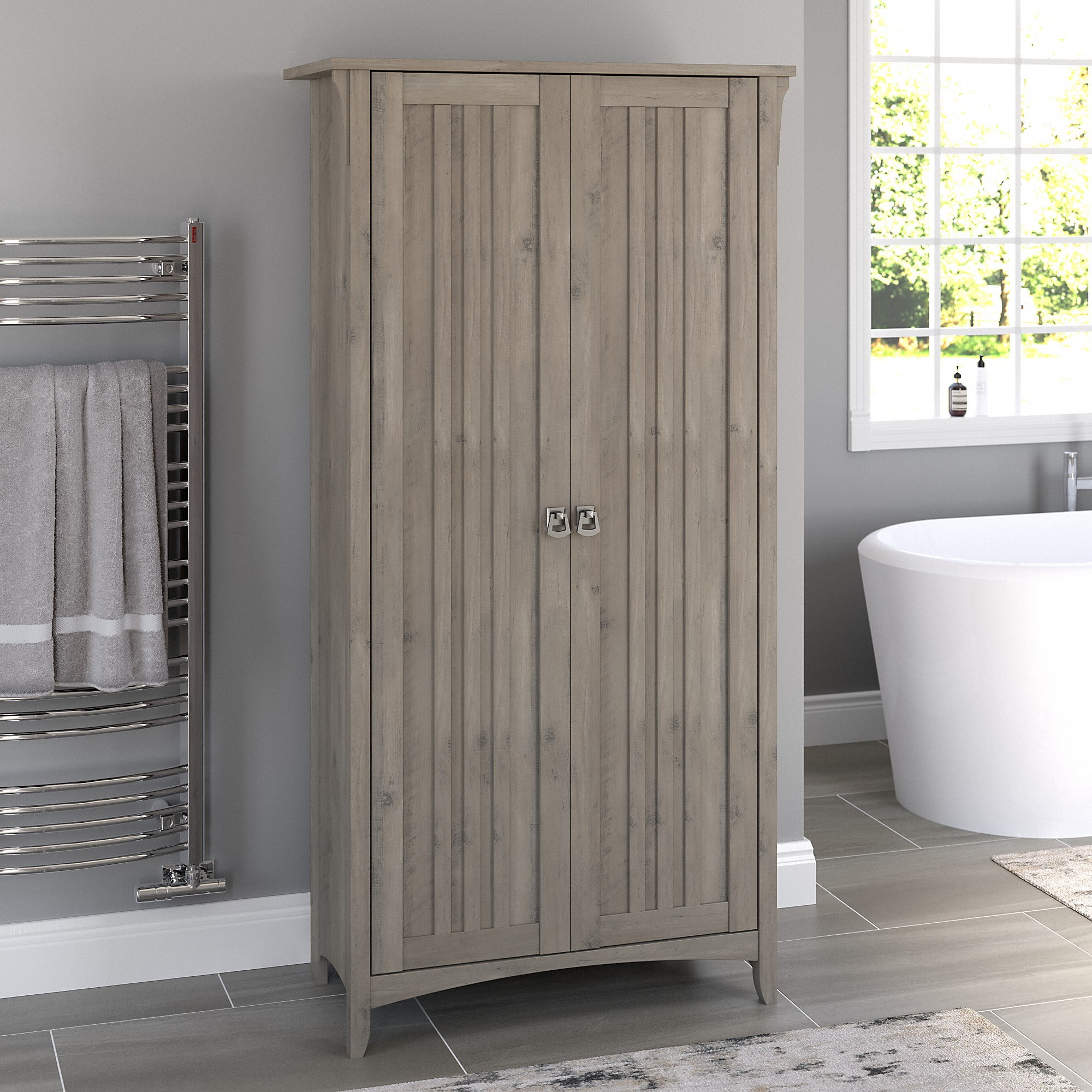 Bush Furniture Salinas Free Standing Wooden Bathroom Storage Cabinet ... with regard to Salinas Bathroom Storage Cabinet