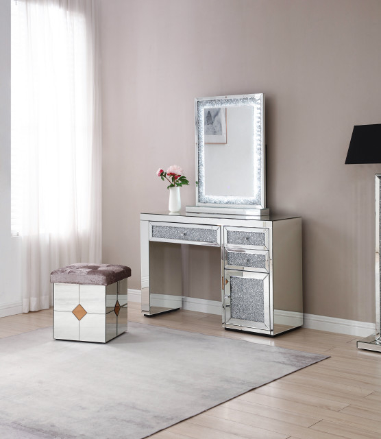 Decor Silver Makeup Vanity - Contemporary - Bedroom & Makeup Vanities ... throughout Preserving History Through Authentic Silver Vanity Cabinet Collections