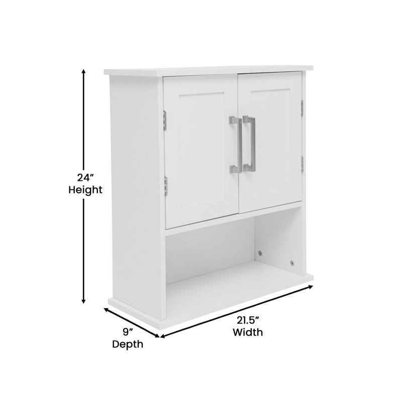 Flash Furniture Vega Modern Bathroom Wall Mount Medicine Cabinet With ... in Vega Wall Mounted Bathroom Medicine Cabinet, White