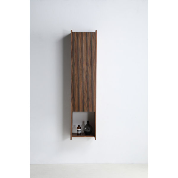 Hokku Designs Trasha 13" Walnut Wall Mount Modern Bathroom Side Cabinet ... inside Figure Walnut Wall Mount Modern Bathroom Side Cabinet