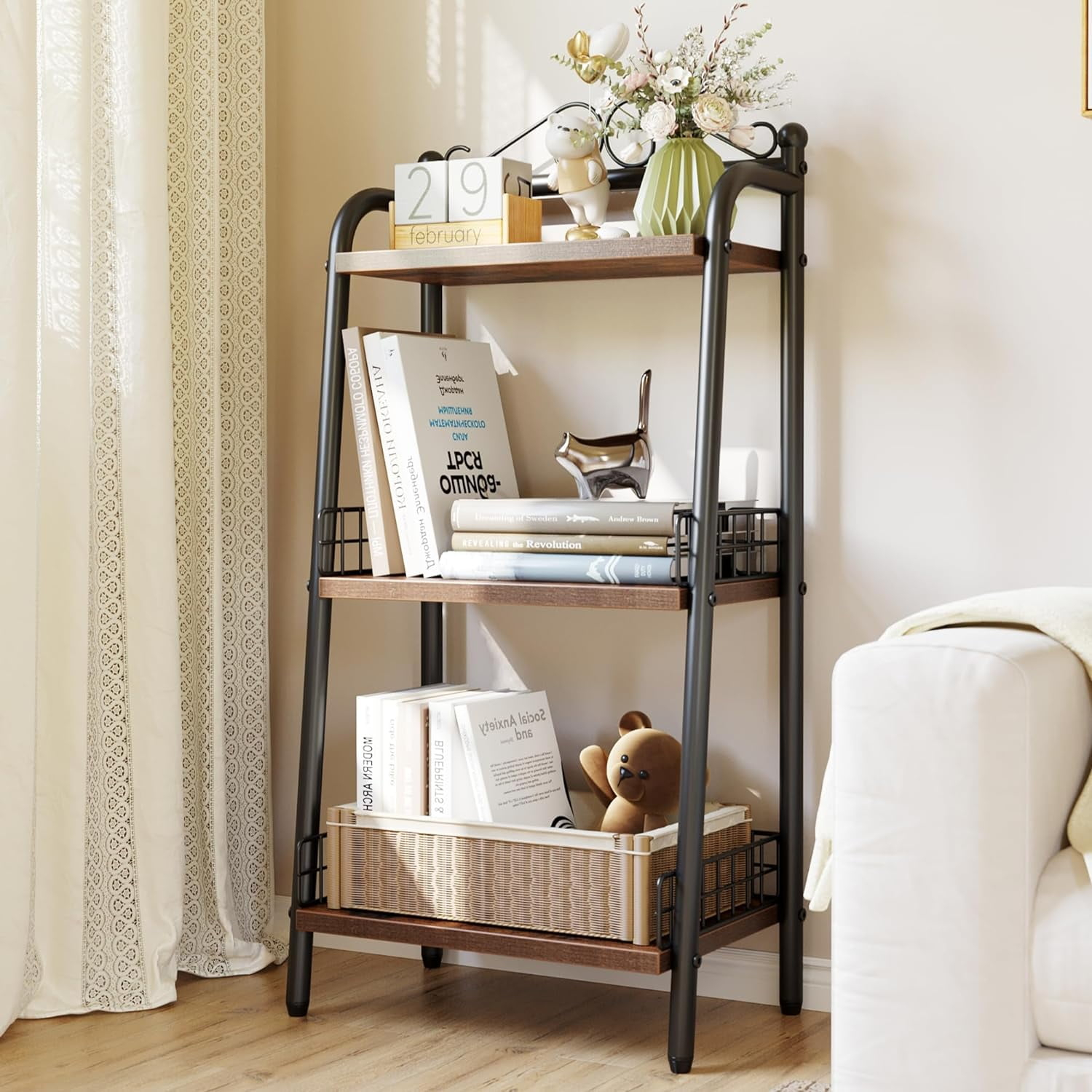 Homhougo 3-Tier Bathroom Ladder Shelf, Small Bathroom Organizers And ... inside 3-Tier Bathroom Shelf, Small