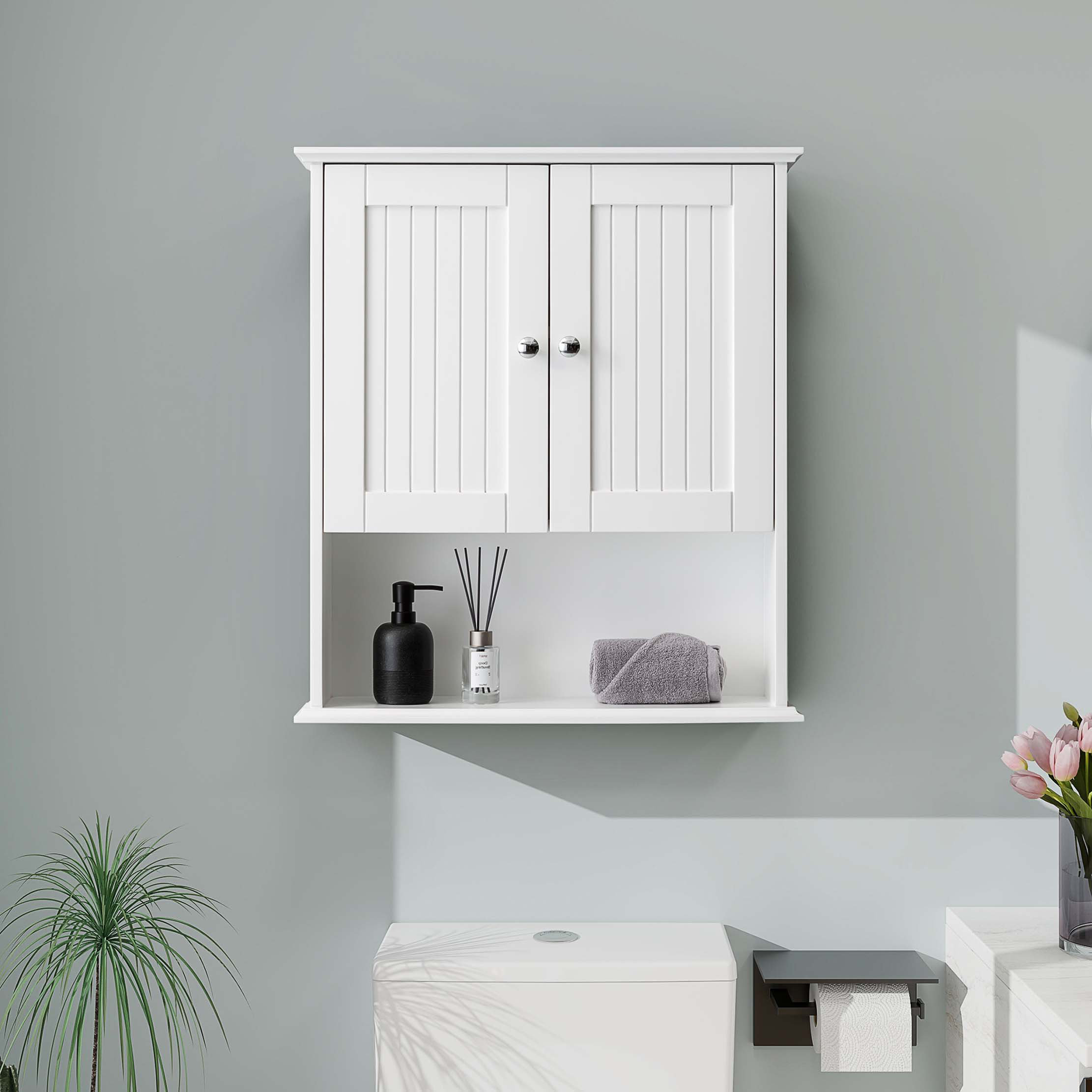 Latitude Run® Upgraded Bathroom Wall Cabinet Over The Toilet Storage ... within How to maximize vertical space with white wall-mounted organizers