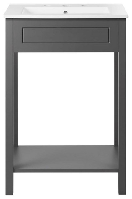 Modway Altura 24" Mdf Ceramic And Particleboard Bathroom Vanity In Gray ... with regard to Altura 24" Bathroom Vanity Cabinet, Gray