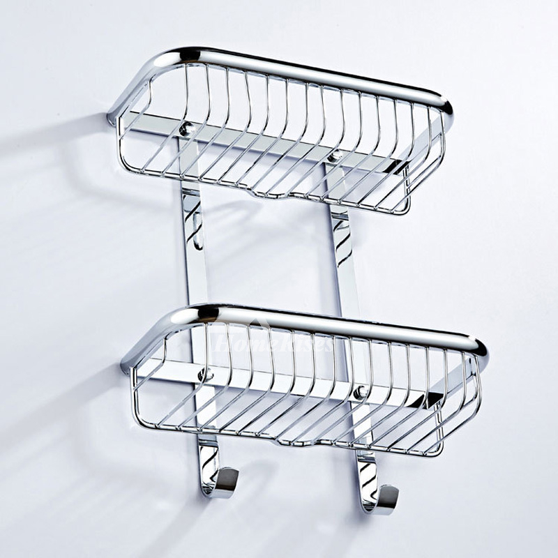 Polished Chrome Bathroom Shelves Rectangular Shaped Bathroom Towel ... in The Practical Benefits of Choosing Chrome Over Other Materials for Bathroom Shelving