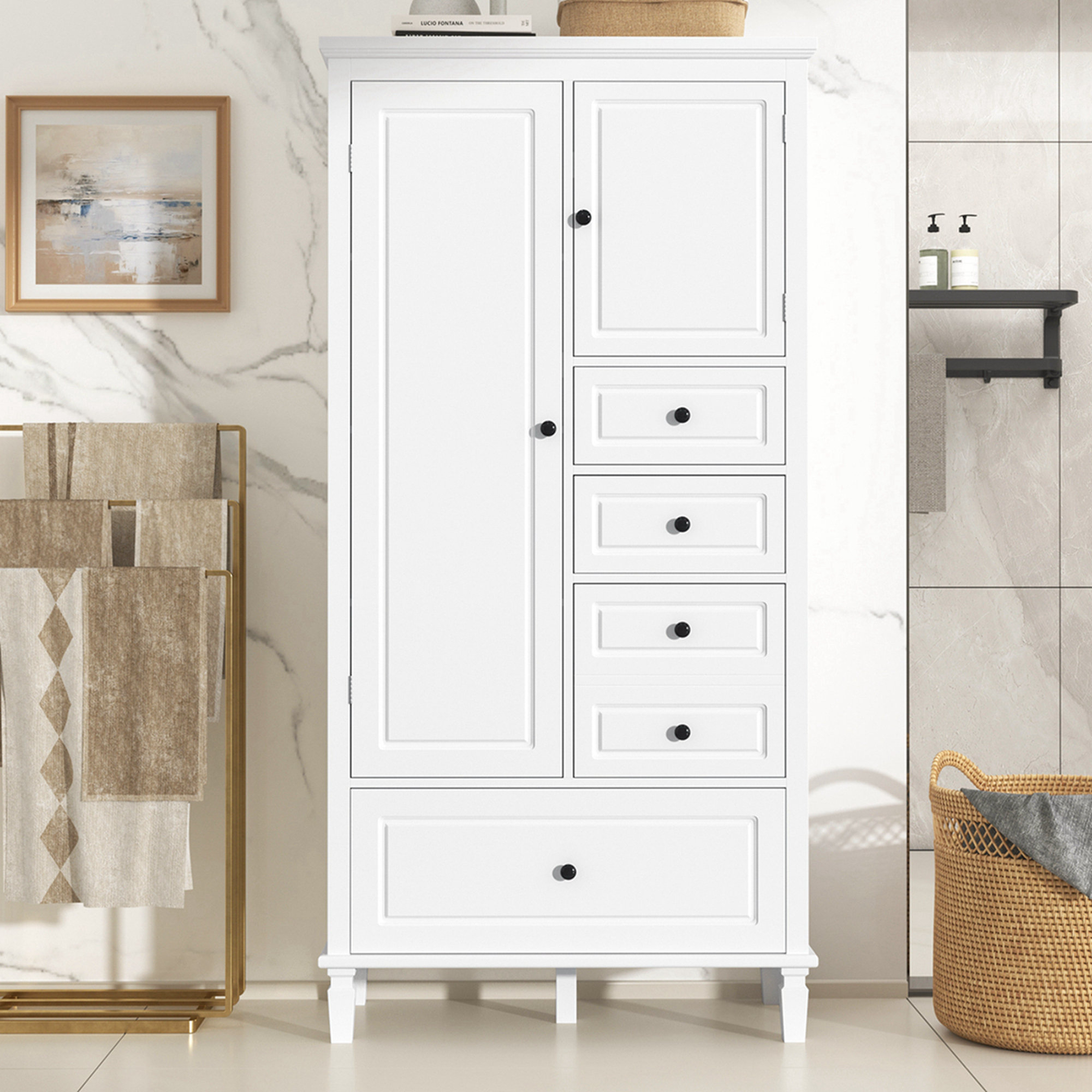 Red Barrel Studio® Tall Bathroom Storage Cabinet With Adjustable Shelf ... for Mob Bathroom Linen Cabinet Best Practices for Healthcare and Commercial Spaces