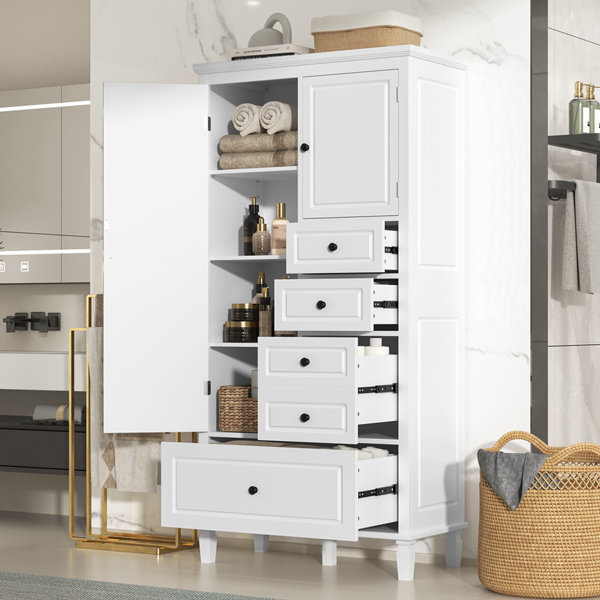 Red Barrel Studio® Tall Bathroom Storage Cabinet With Adjustable Shelf ... regarding Mob Bathroom Linen Cabinet