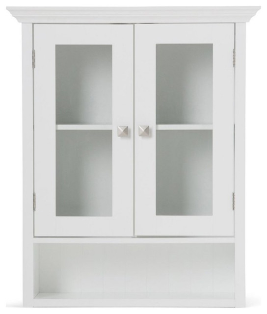 Simpli Home Acadian 28" H X 23.6" W Double Door Wall Bath Cabinet In ... inside How Acadian Cabinetry Reflects Traditional Maritime Architecture