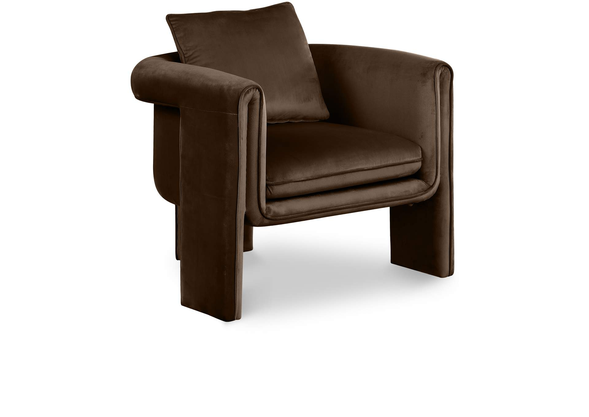 Sloan Brown Velvet Accent Chair regarding Design elements that make this dark brown accent chair a seating statement