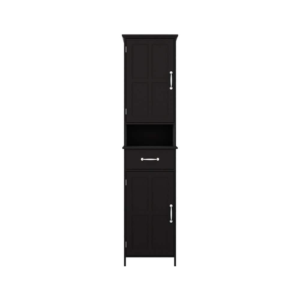 Tileon 16 In. W X 12 In. D X 65 In. H Black Bathroom Linen Cabinet With ... with Mob Bathroom Linen Cabinet