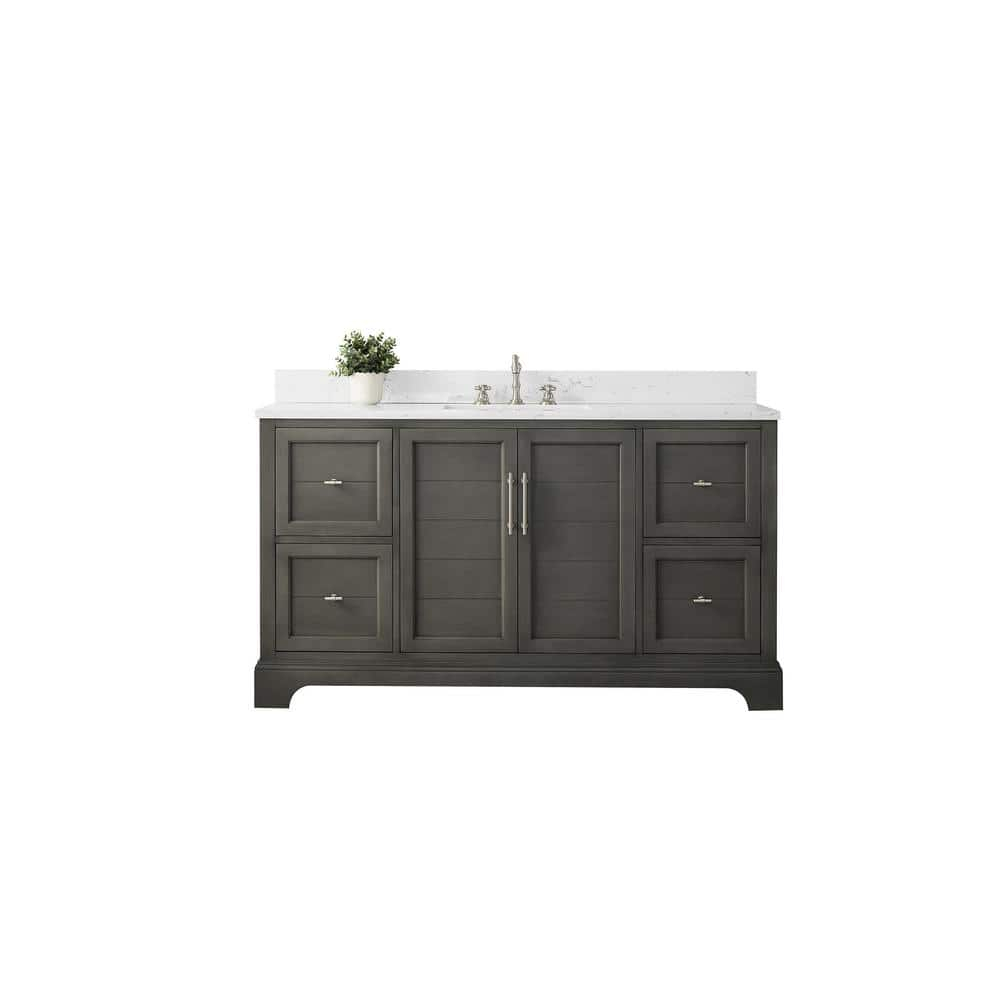 Vanity Art Chambery 60 In. W X 22 In. D X 34.5 In. H Bathroom Vanity In ... inside Vanity Art Vanity Cabinet, 12", Silver