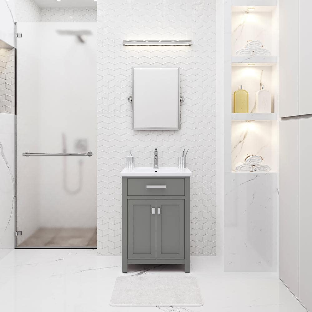 Water Creation Myra 24 In. Bath Vanity In Cashmere Grey With Integrated ... for Transforming Your Bathroom Layout with a Strategic Gray Vanity Cabinet Choice