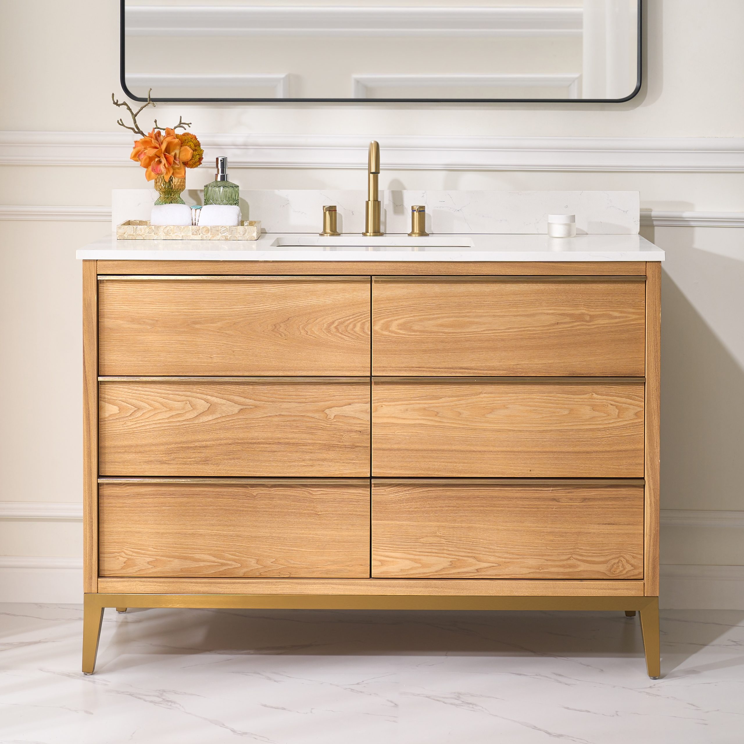 Wooden Bathroom Vanities throughout Victoria 24" Solid Wood Bath Vanity, Red Oak