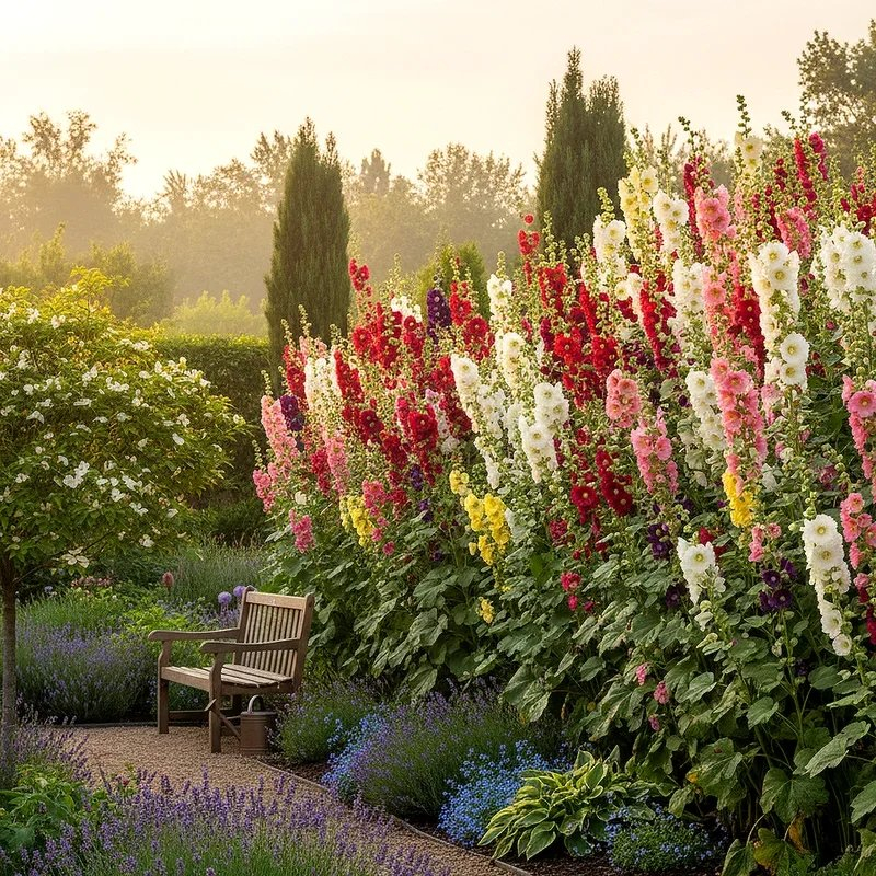 15 Hollyhock Garden Ideas For Vibrant, Colorful Yards throughout Transforming your backyard with colorful hollyhock spires that guide visitors with ease
