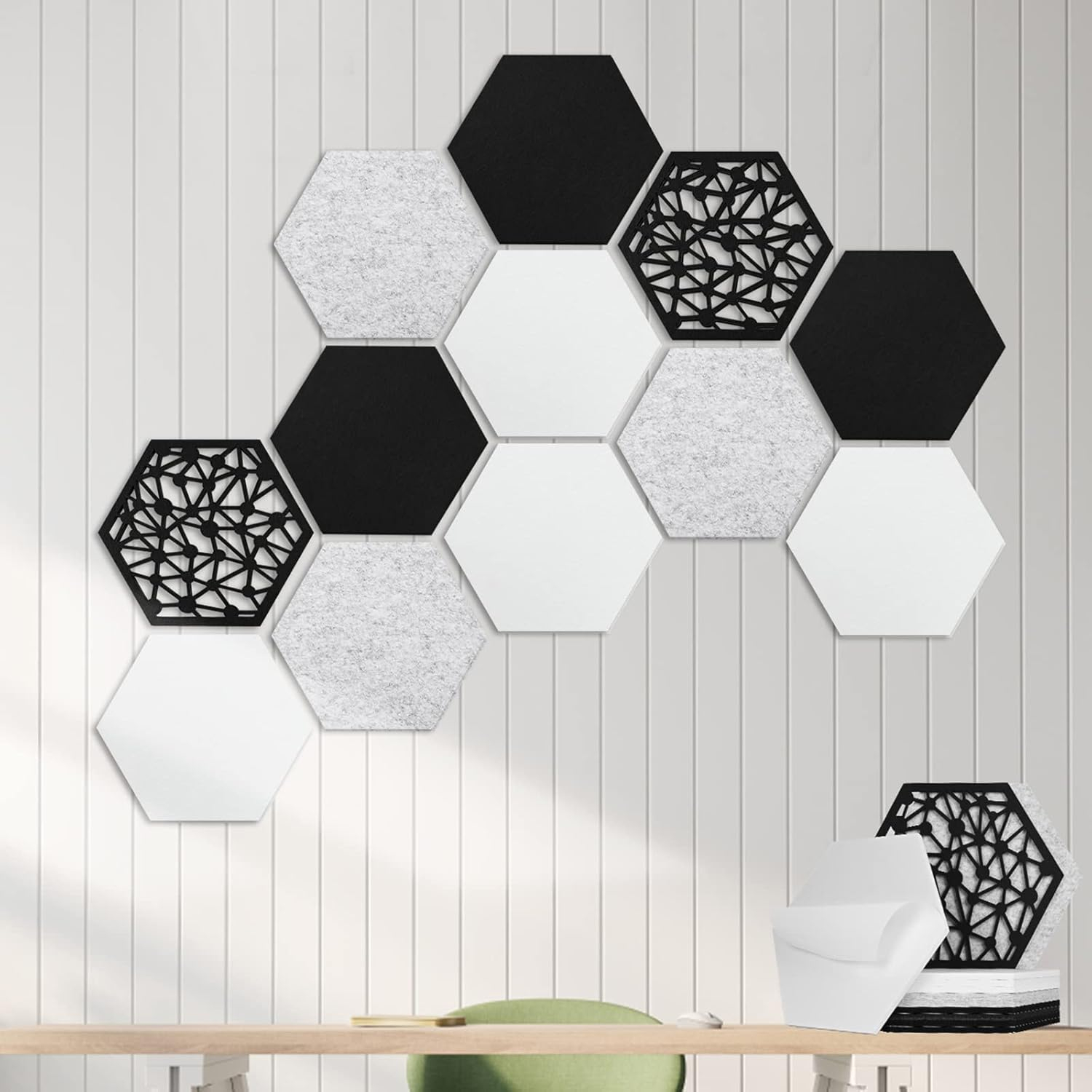 Amazon.com: 12 Pack Self-Adhesive Acoustic Panels, Hexagon Sound Proof ... for Acoustic Wall Panels Home Office