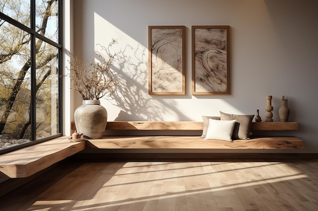 Premium Photo | Modern Minimalist Style Wooden Bench In Interior Design for Living Room Bench Design