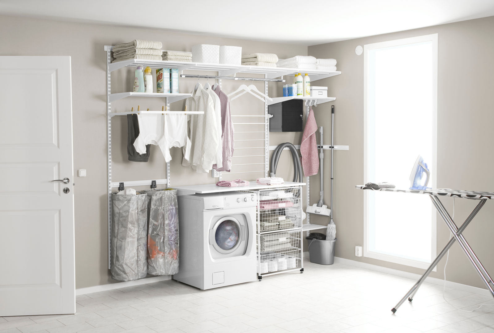 12 Handy Hacks To Calm The Chaos In Your Laundry Room | Homify for Laundry Shelf Ideas