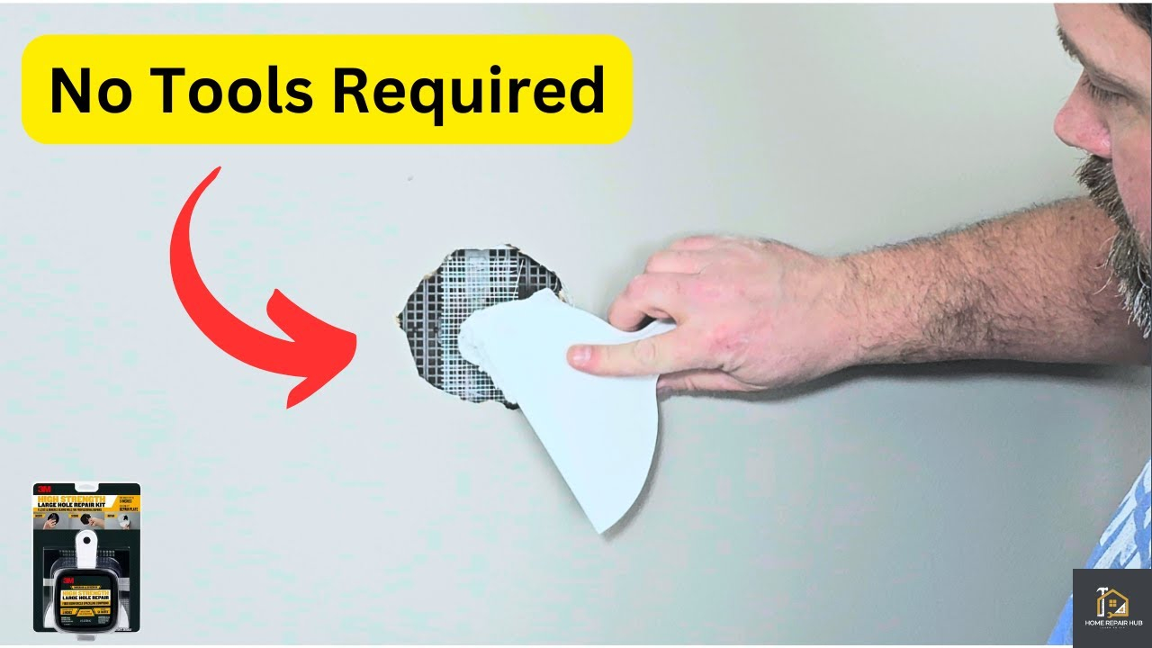 Easy Diy Drywall Hole Repair: 3M Large Hole Patch Kit Tutorial - Youtube for How To Patch A Hole In Drywall